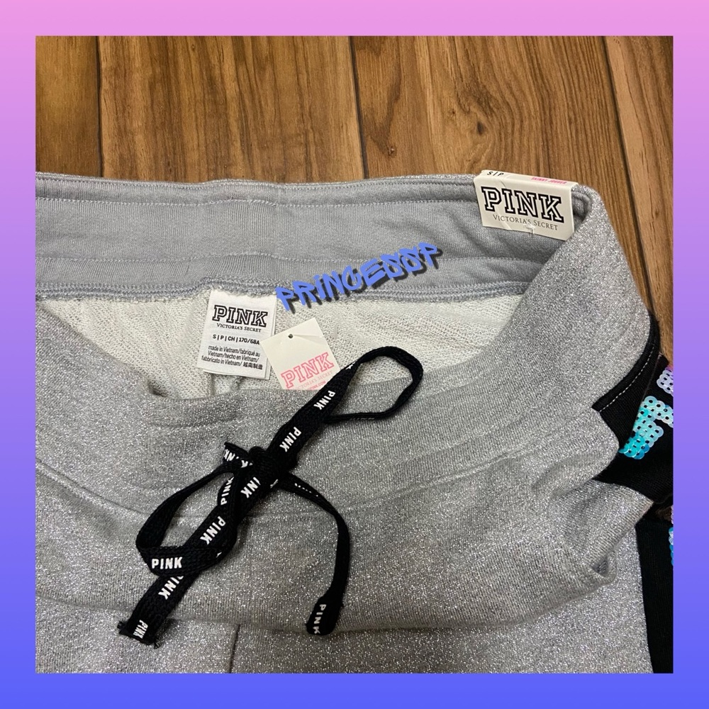 PINK VS SILVER METALLIC MERMAID BLING JOGGERS - Picture 6 of 6
